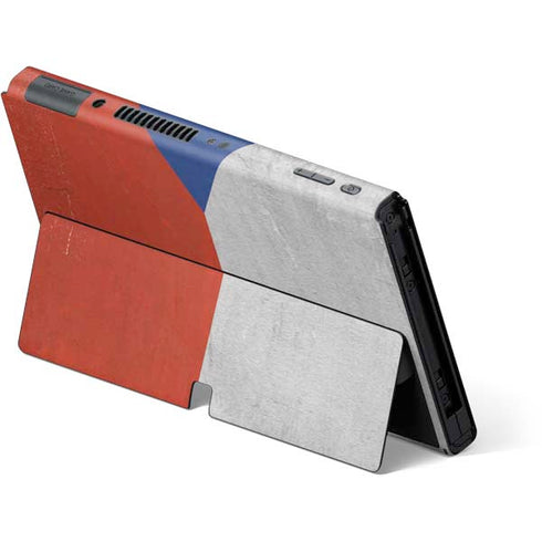Czech Republic Flag Distressed Nintendo Switch OLED (2021) Skin